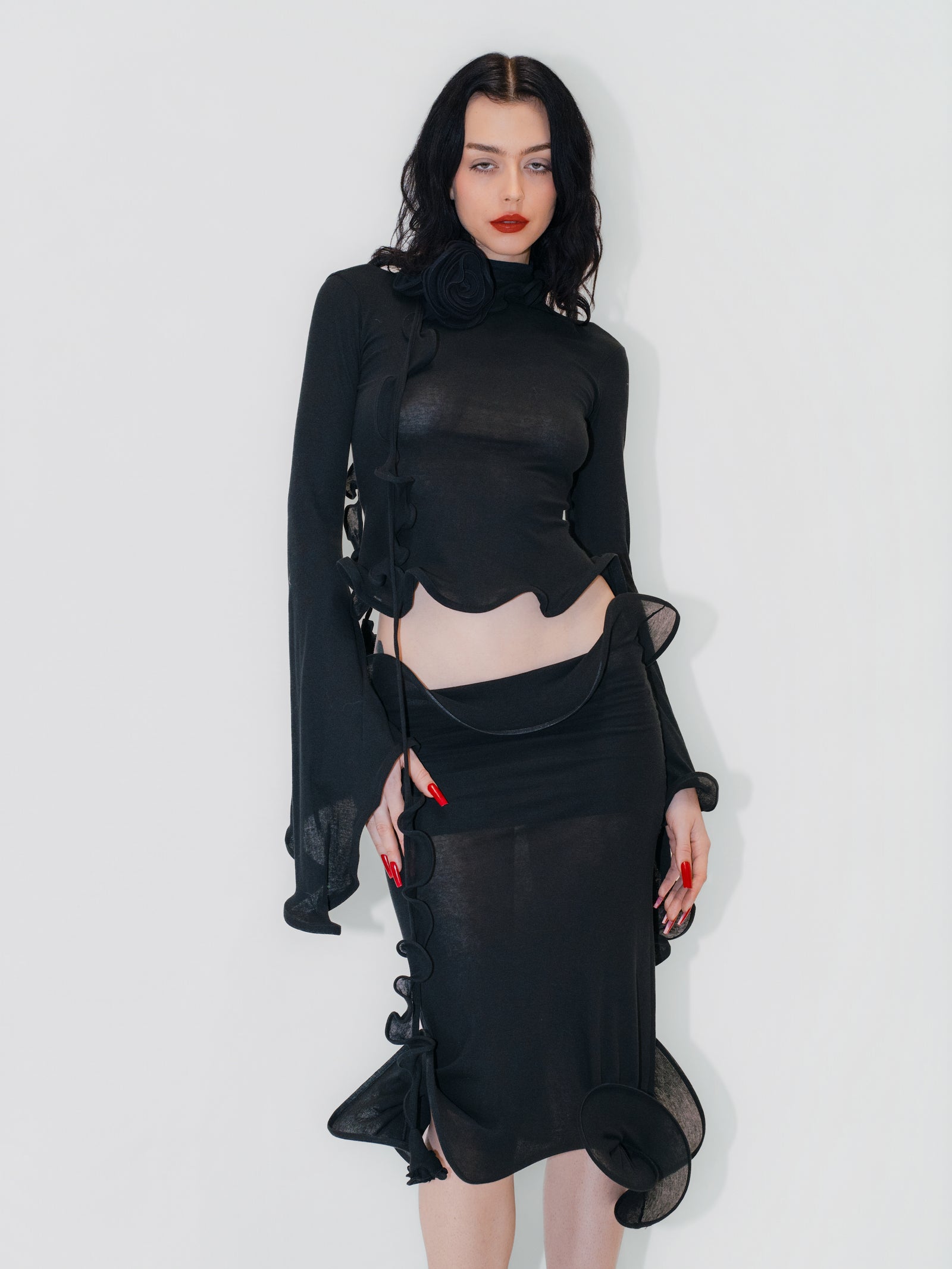 Moon moth long sleeve top - Black