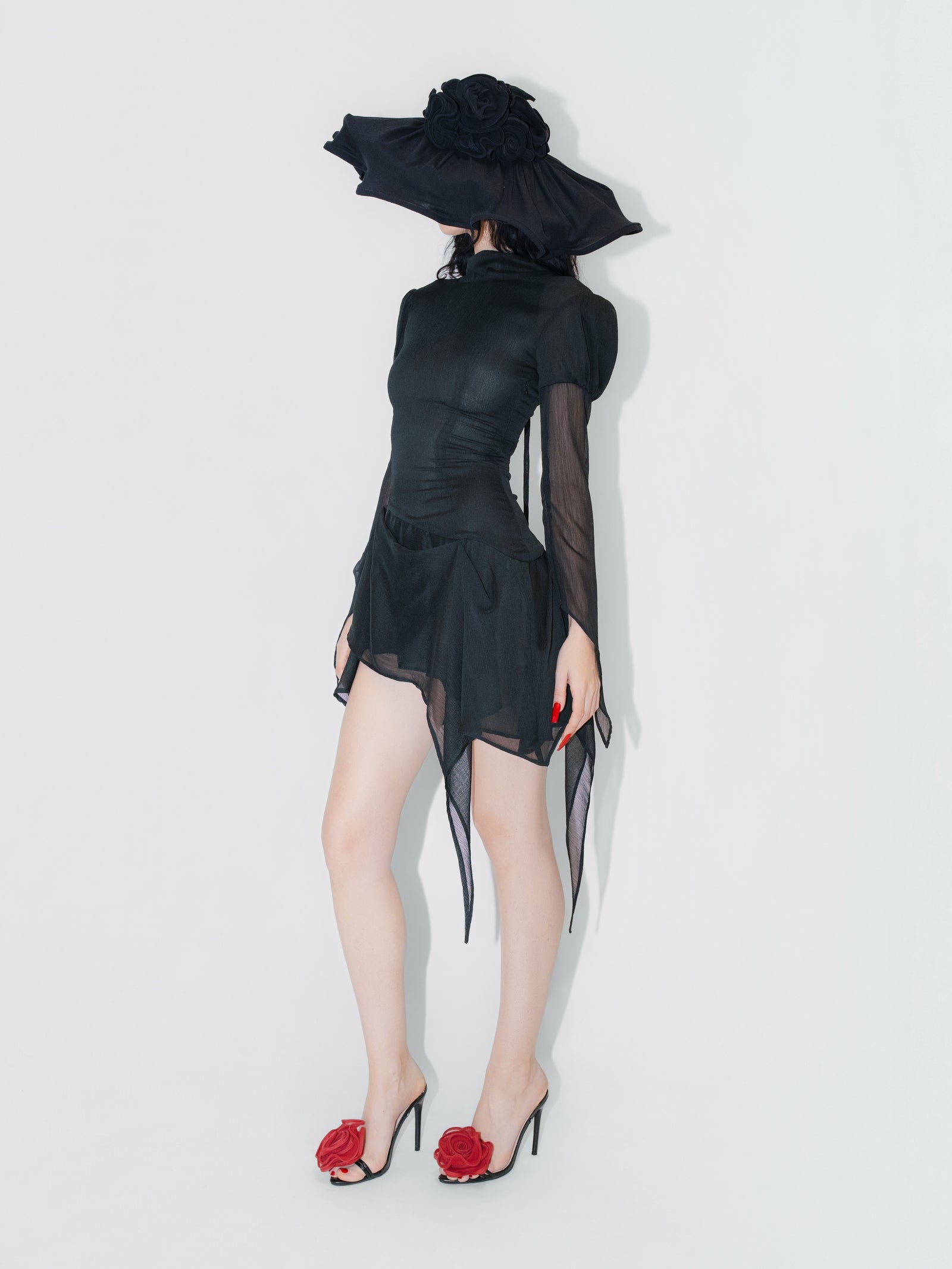 Courtesan Chiffon Dress Black