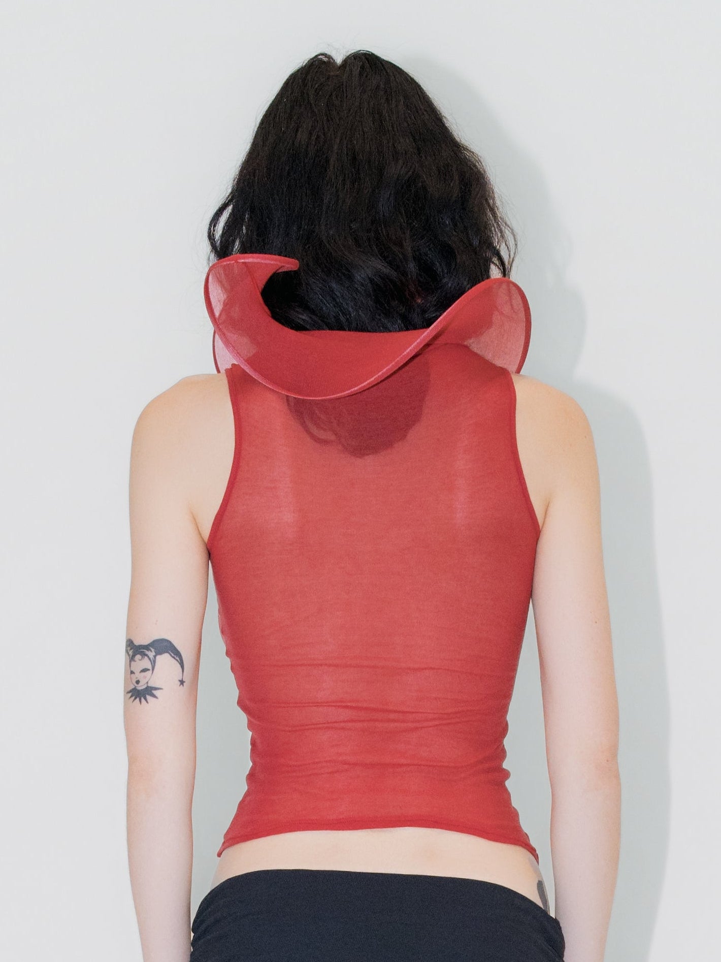 Sculptural Datura Tank Top Red