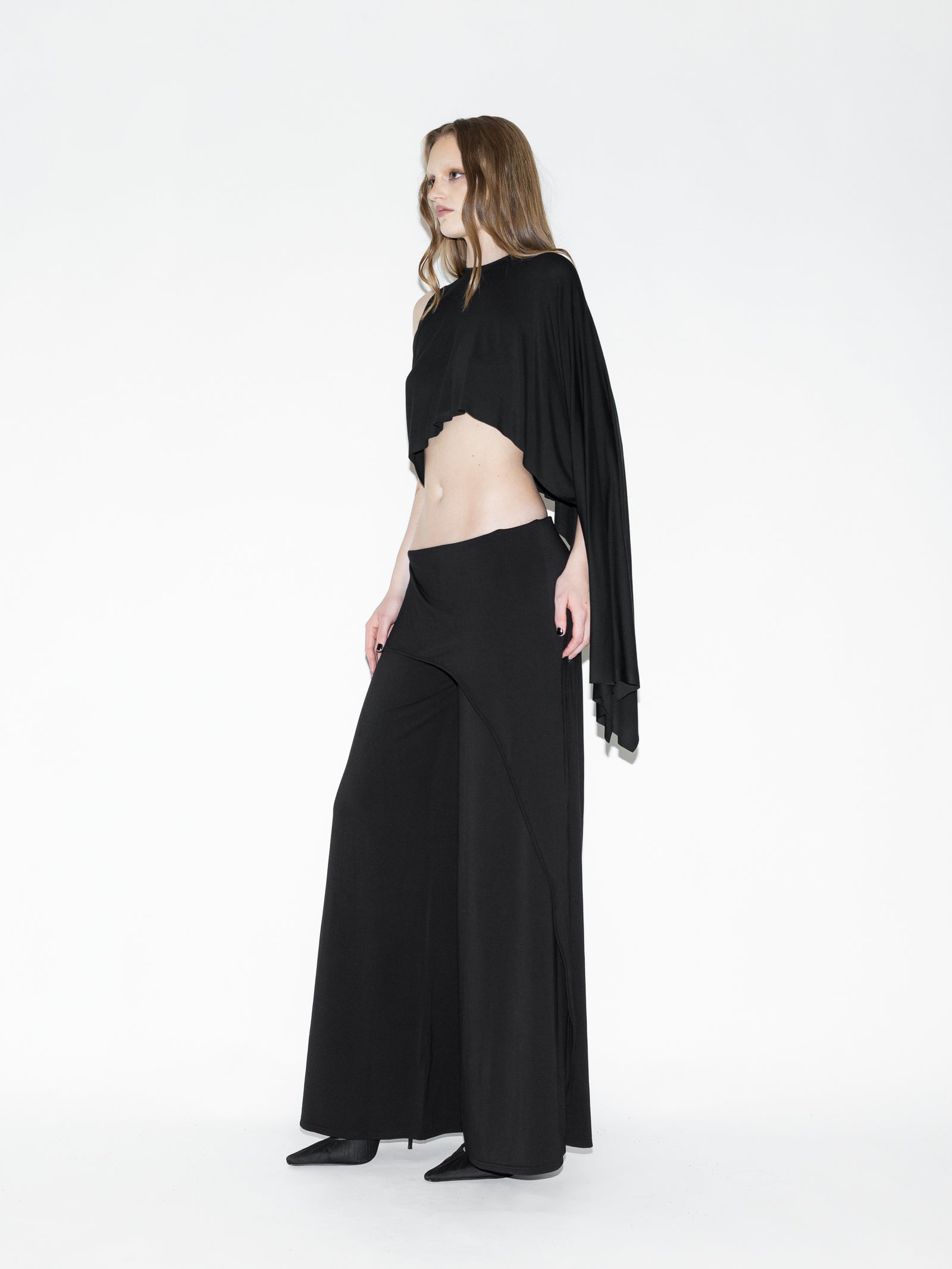 Draped Bat Pants Black