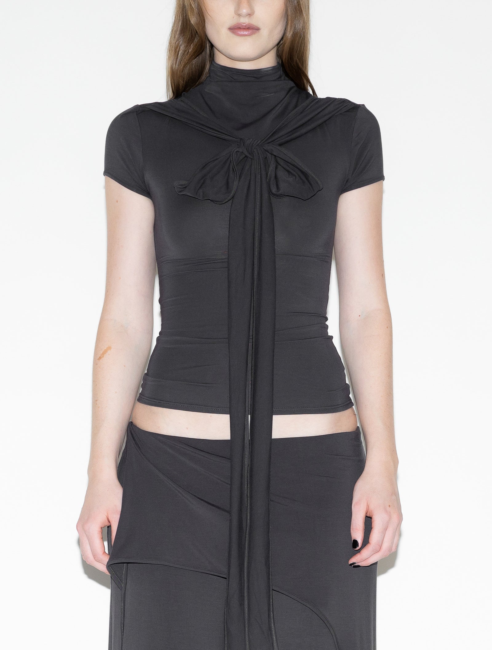 Cap Sleeve Harness Top Gray