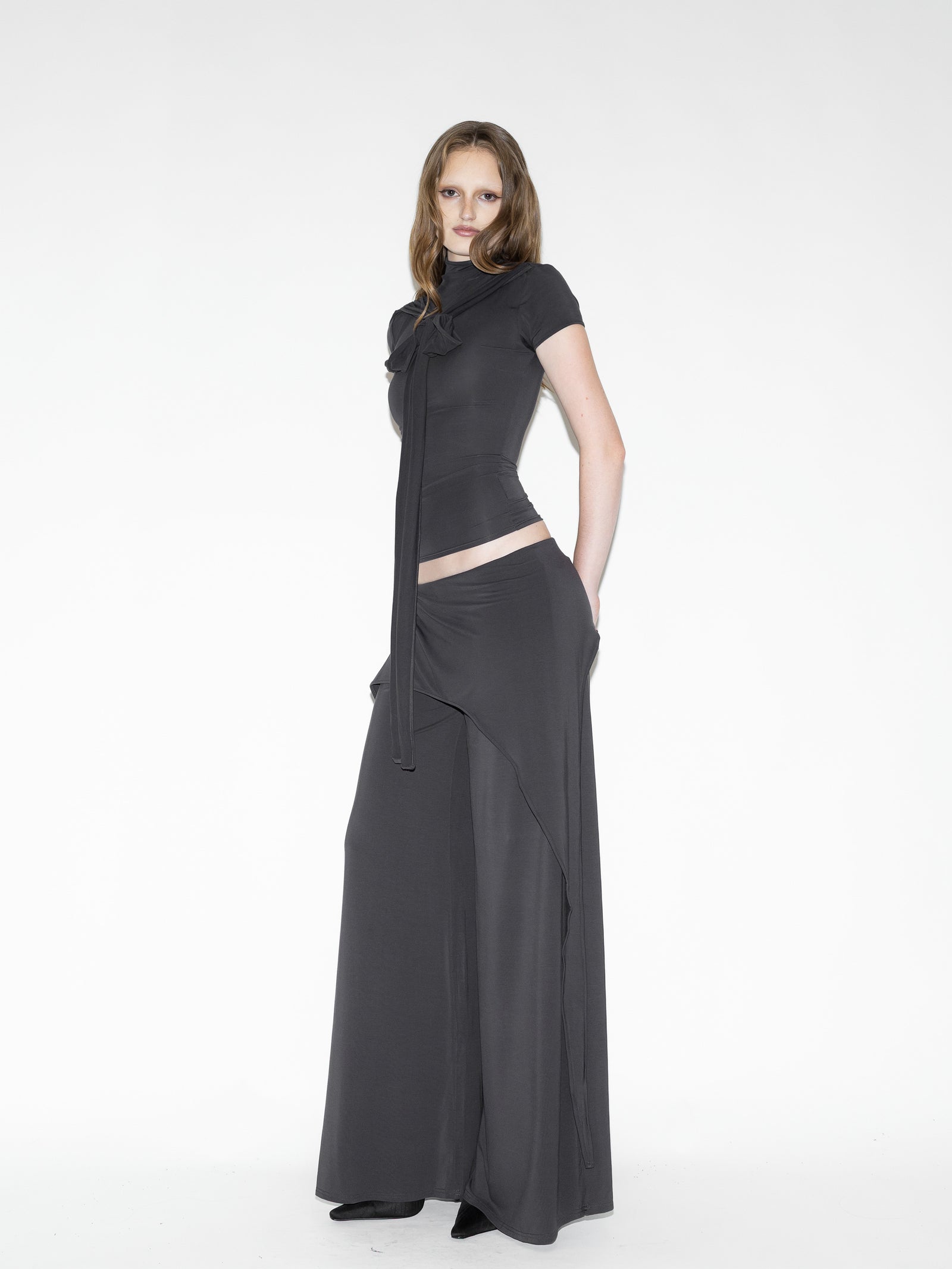 Cap Sleeve Harness Top Gray
