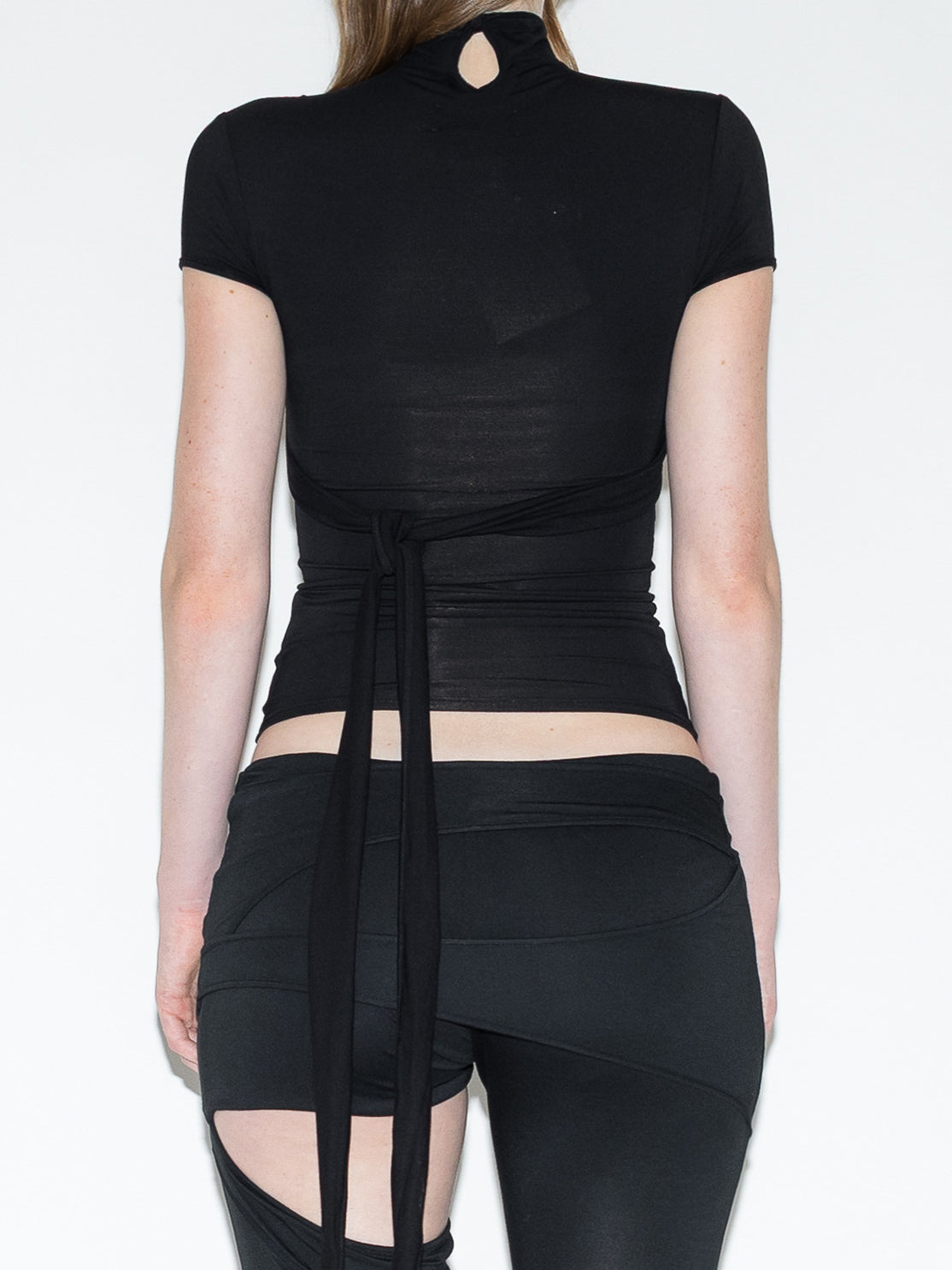 Cap Sleeve Harness Top Black