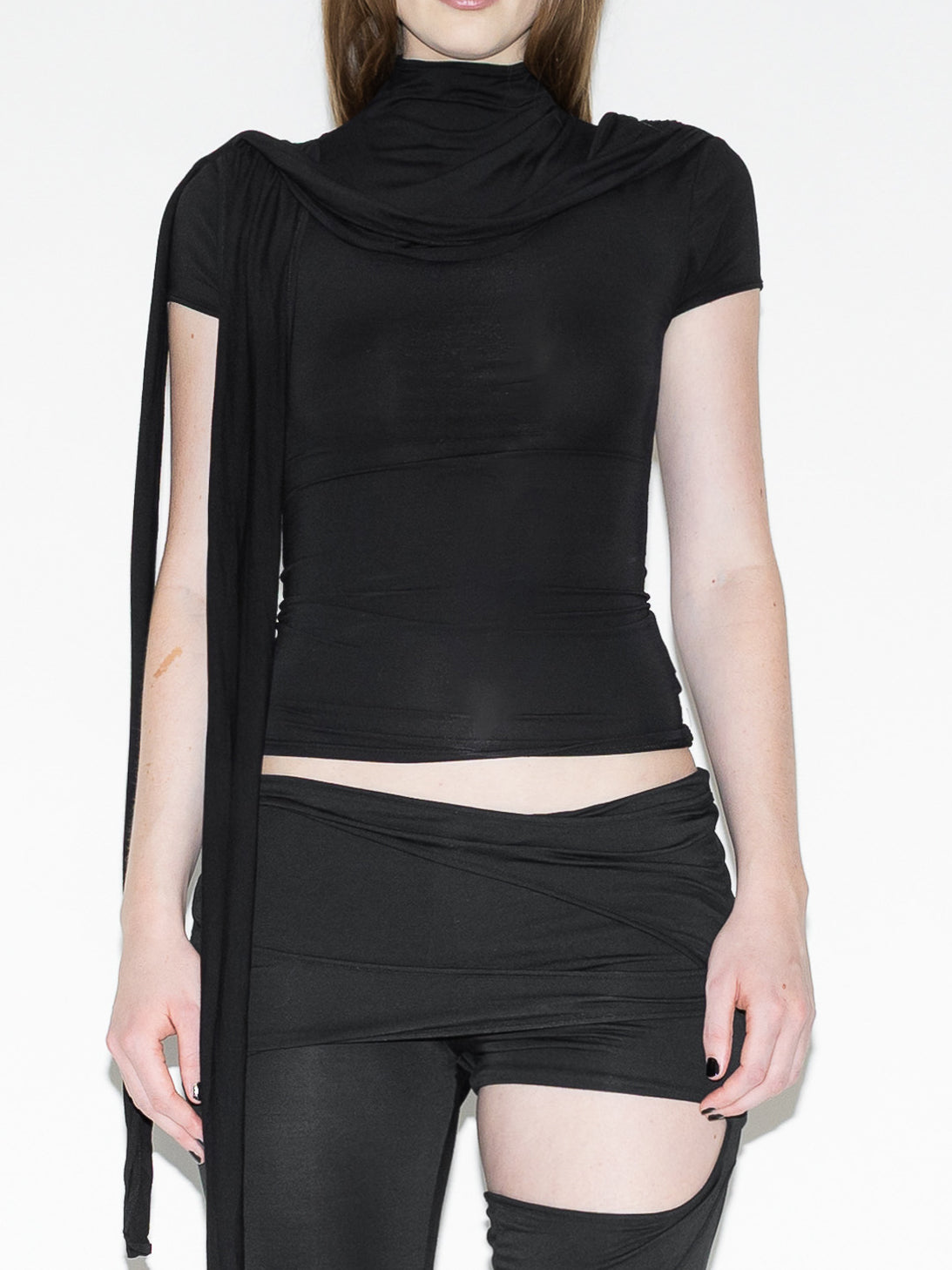 Cap Sleeve Harness Top Black