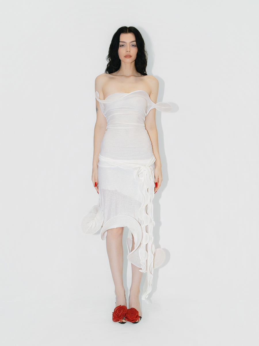 Sculptural Datura Midi Dress