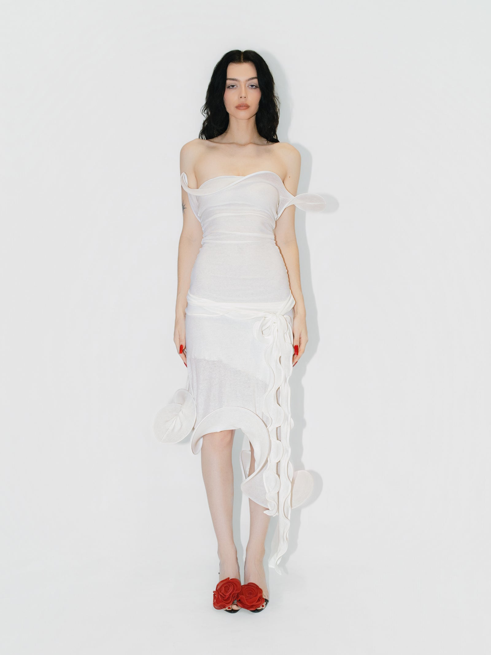 Sculptural Datura Midi Dress