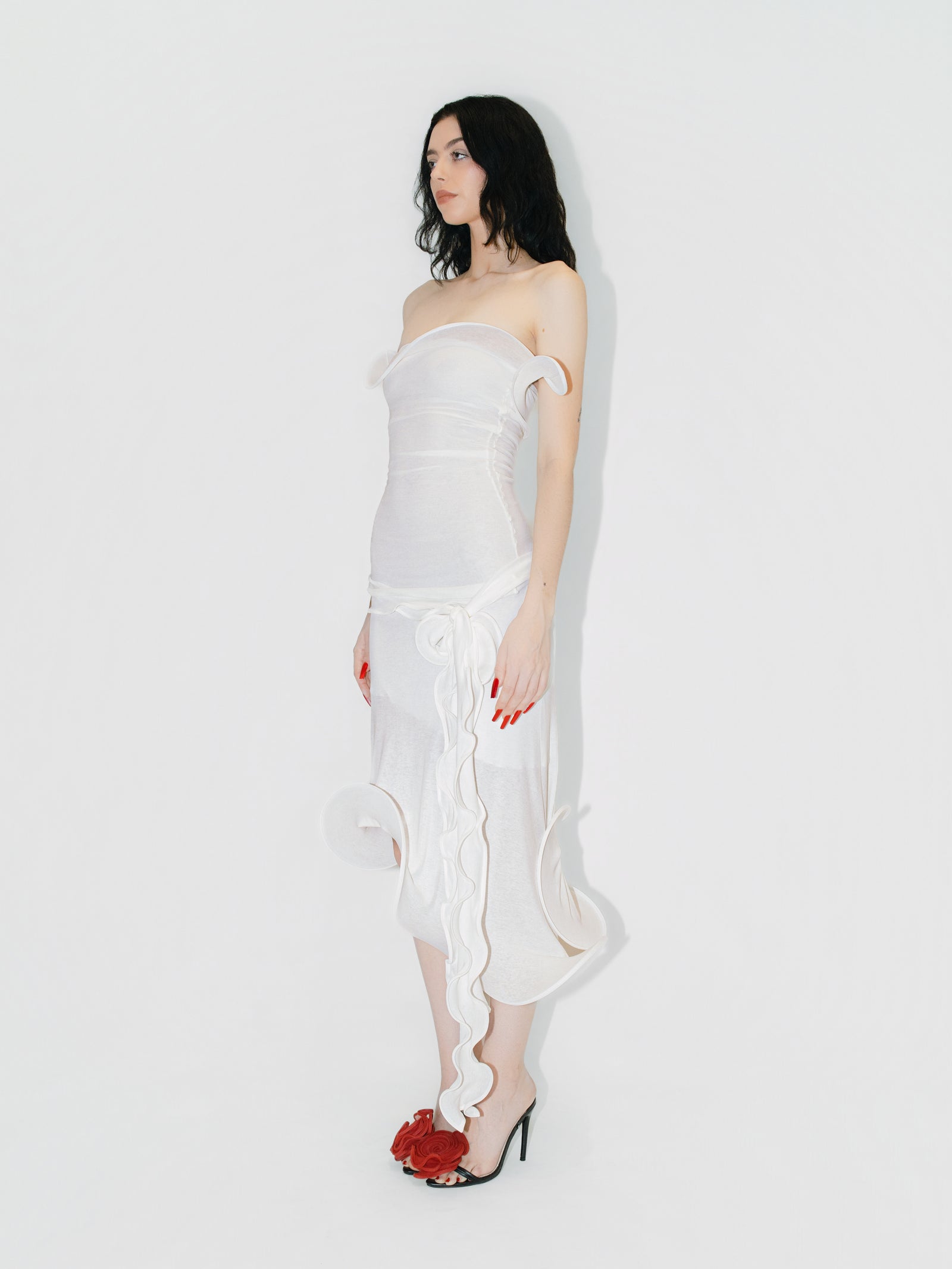 Sculptural Datura Midi Dress