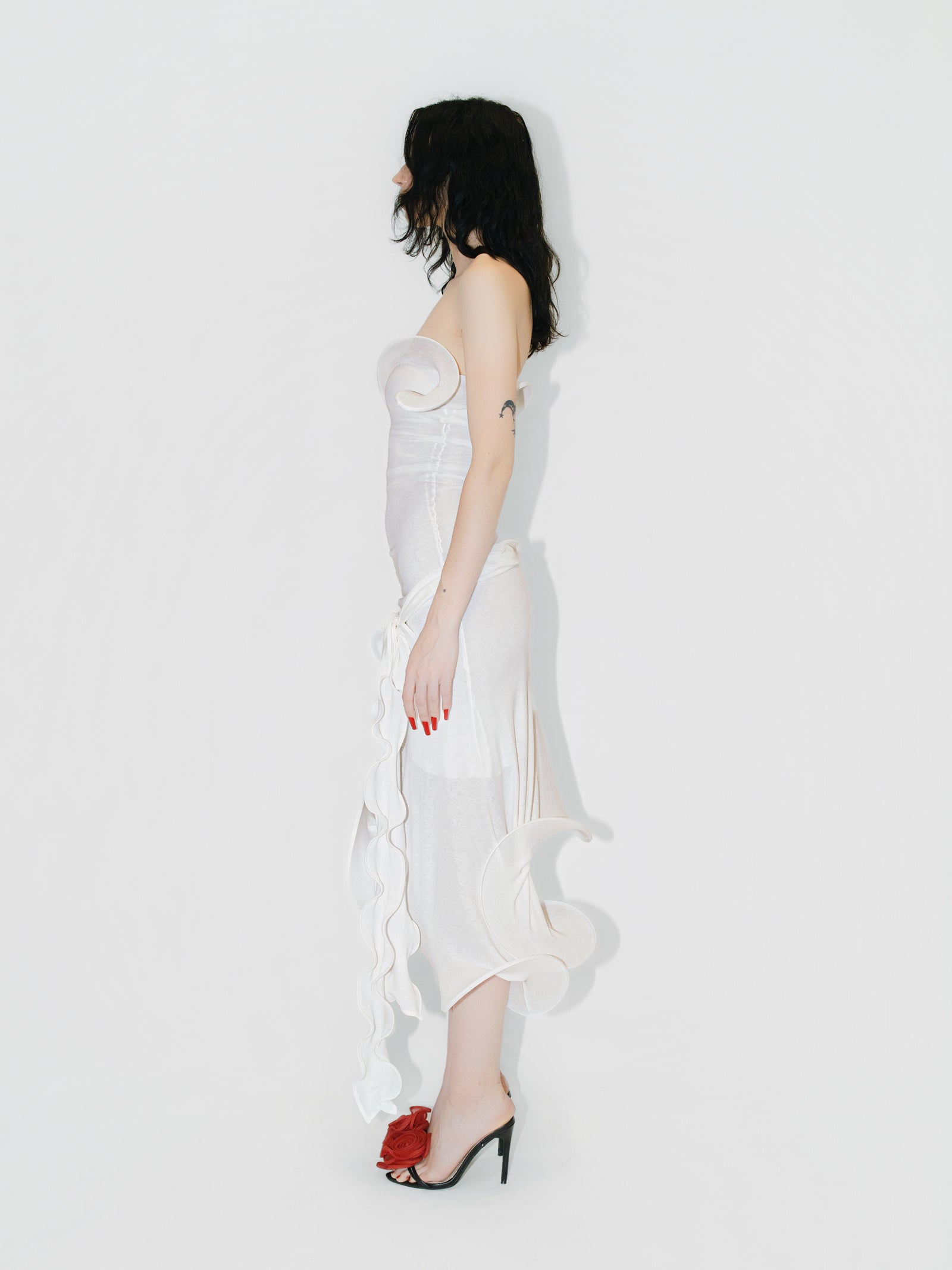 Sculptural Datura Midi Dress