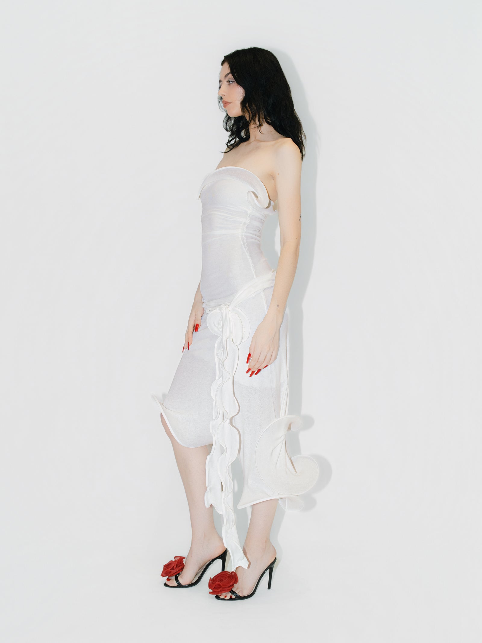 Sculptural Datura Midi Dress