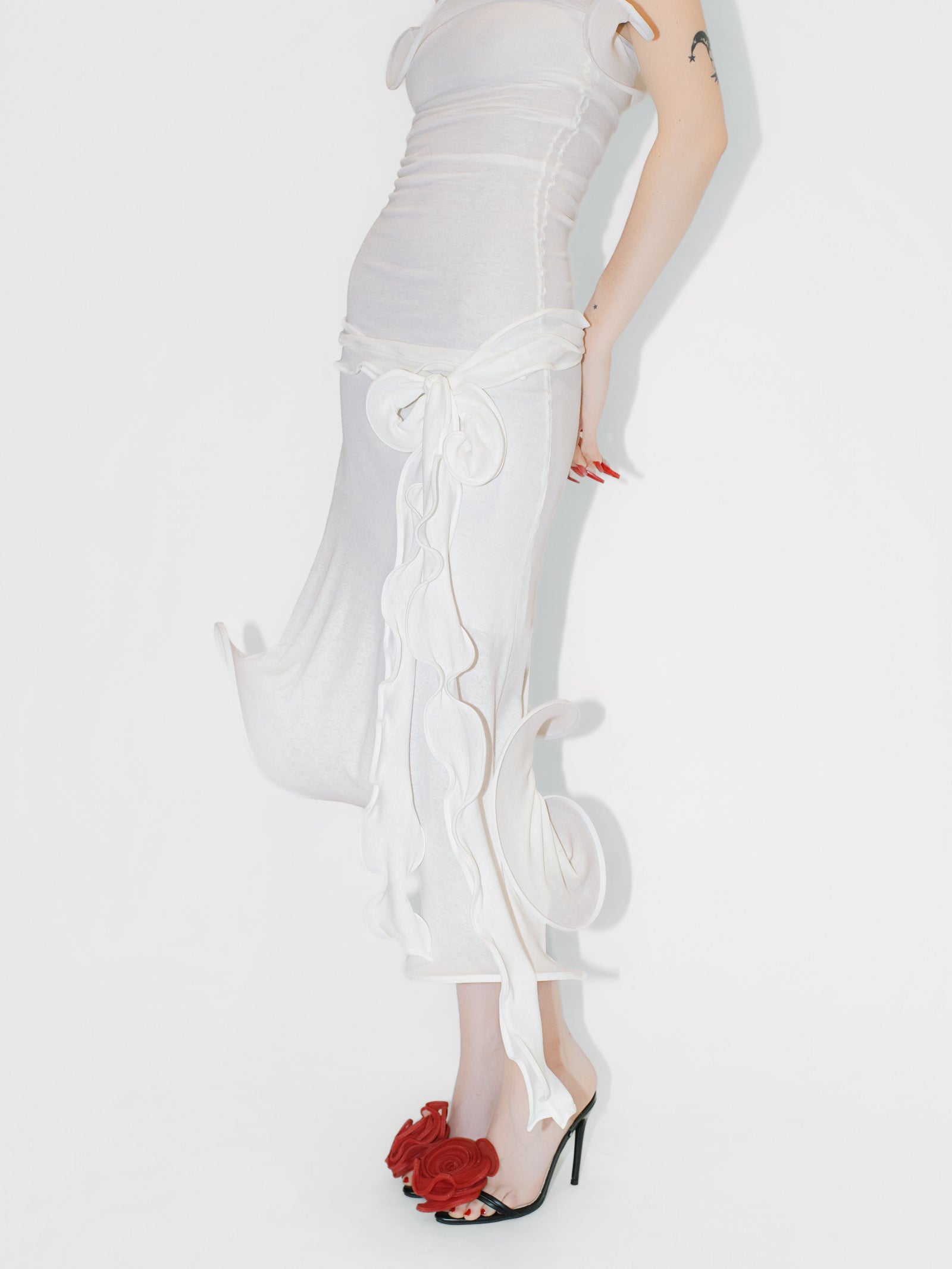 Sculptural Datura Midi Dress