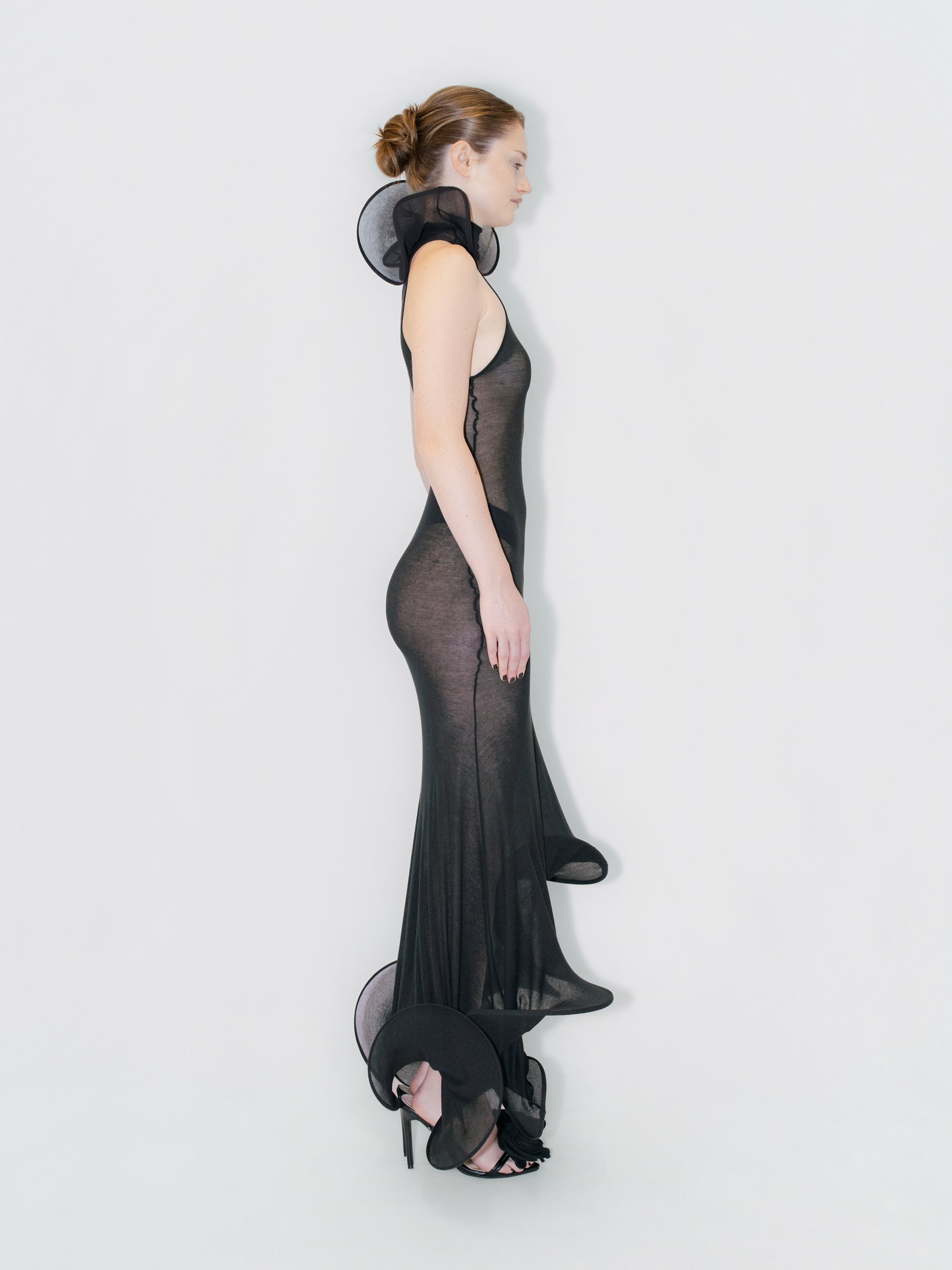 Sculptural Maxi Datura Dress Sheer