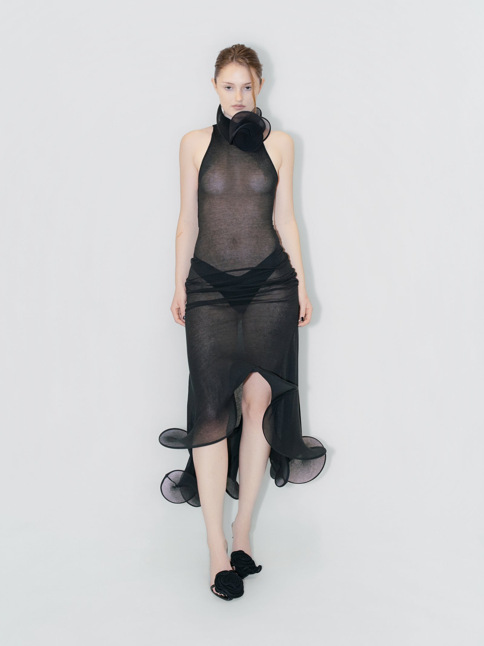 Sculptural Maxi Datura Dress Sheer