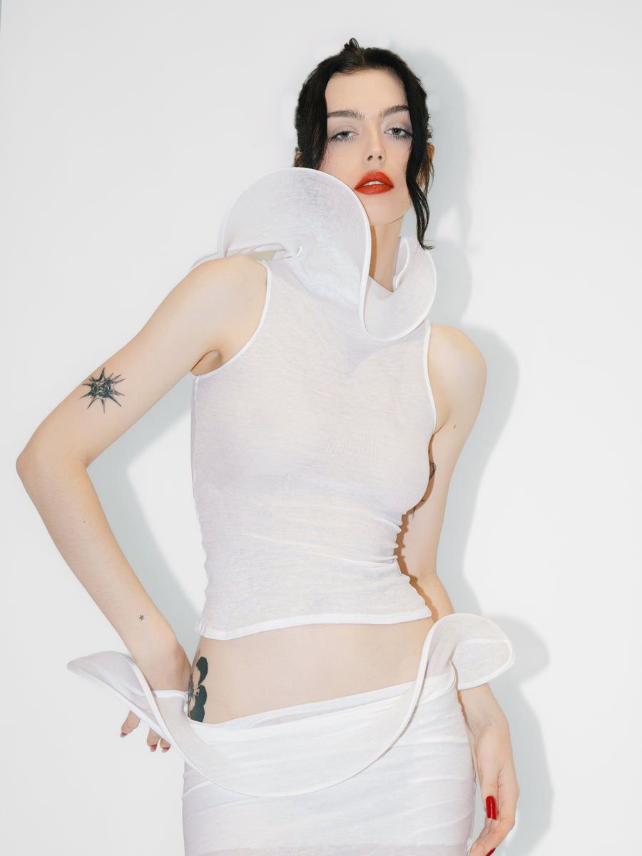 Sculptural Datura Tank Top