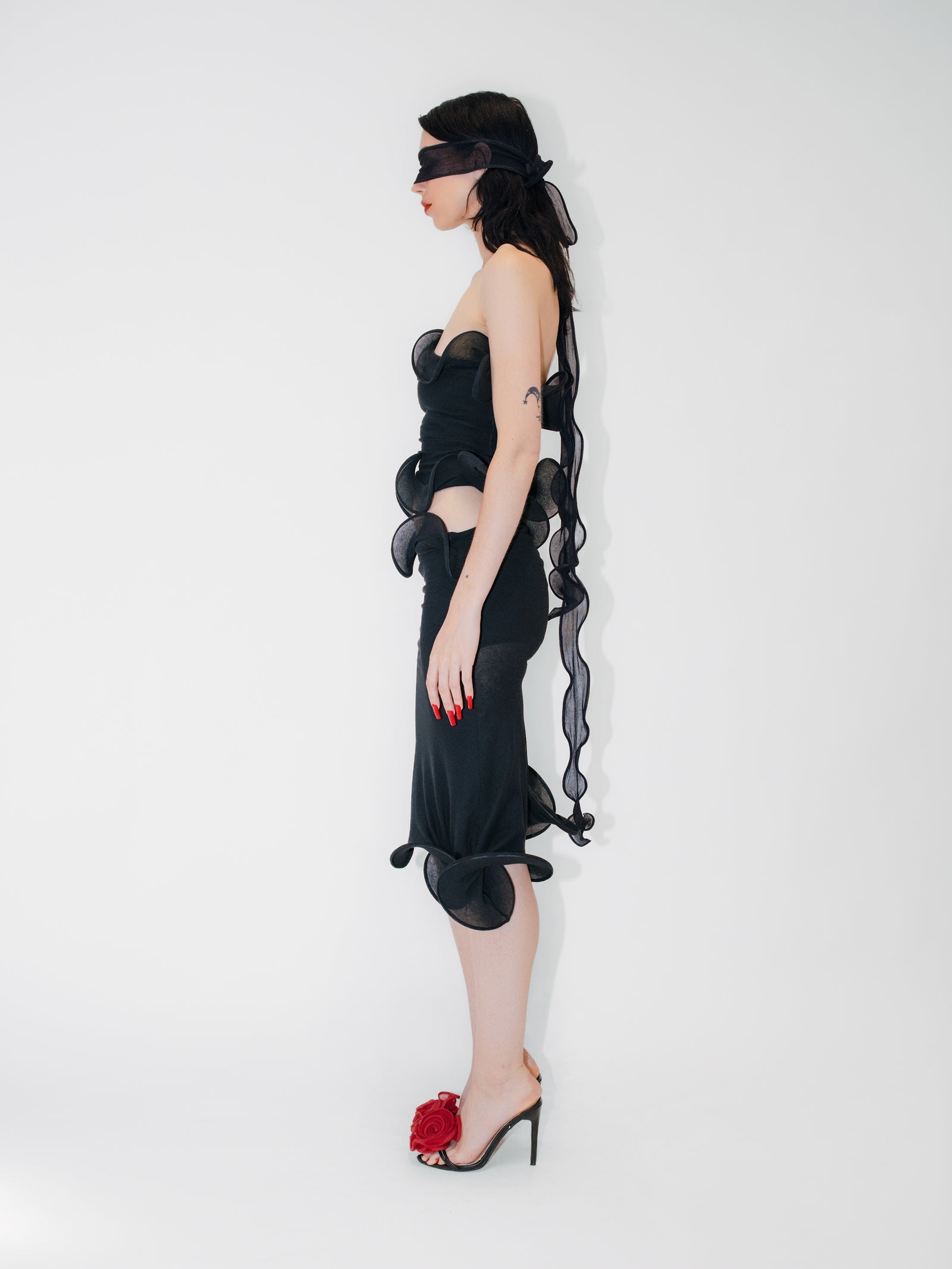Sculptural Datura Tube Top