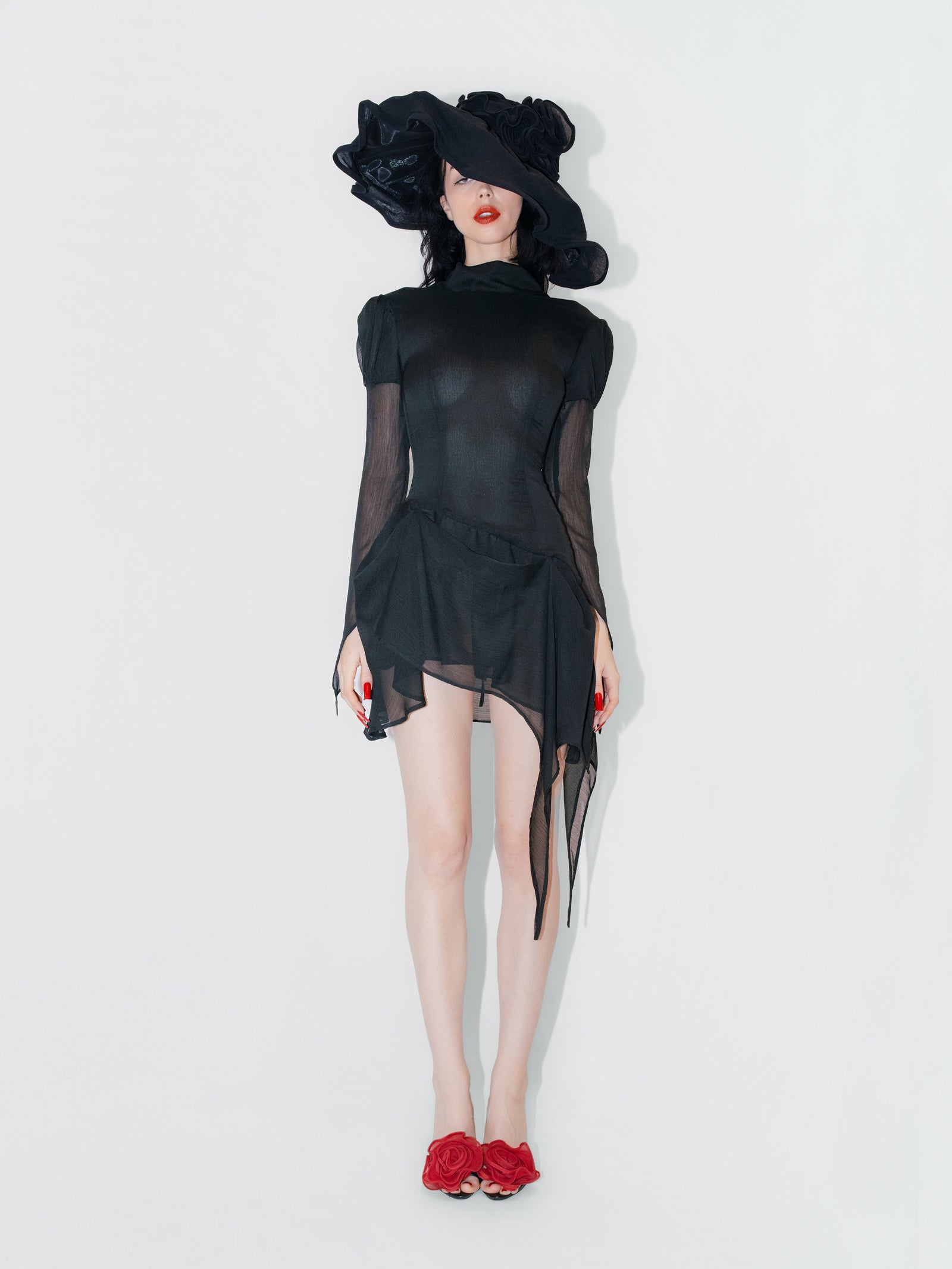 Courtesan Chiffon Dress Black
