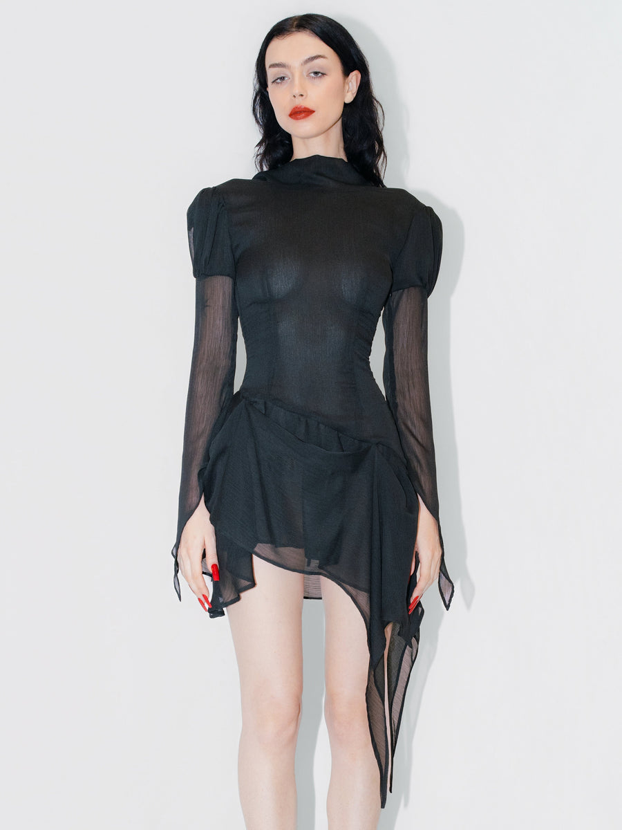 Courtesan Chiffon Dress Black