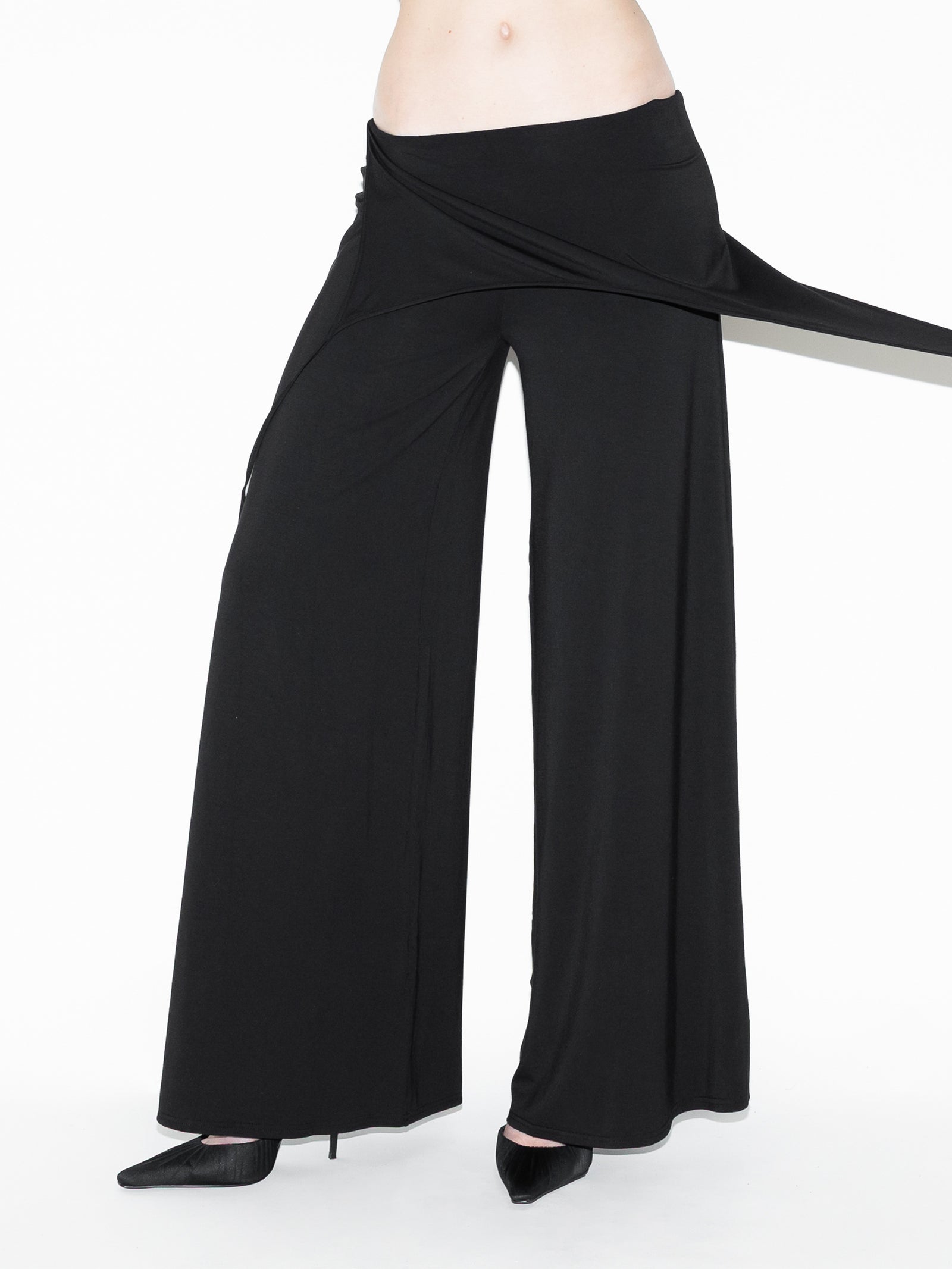 Draped Bat Pants Black