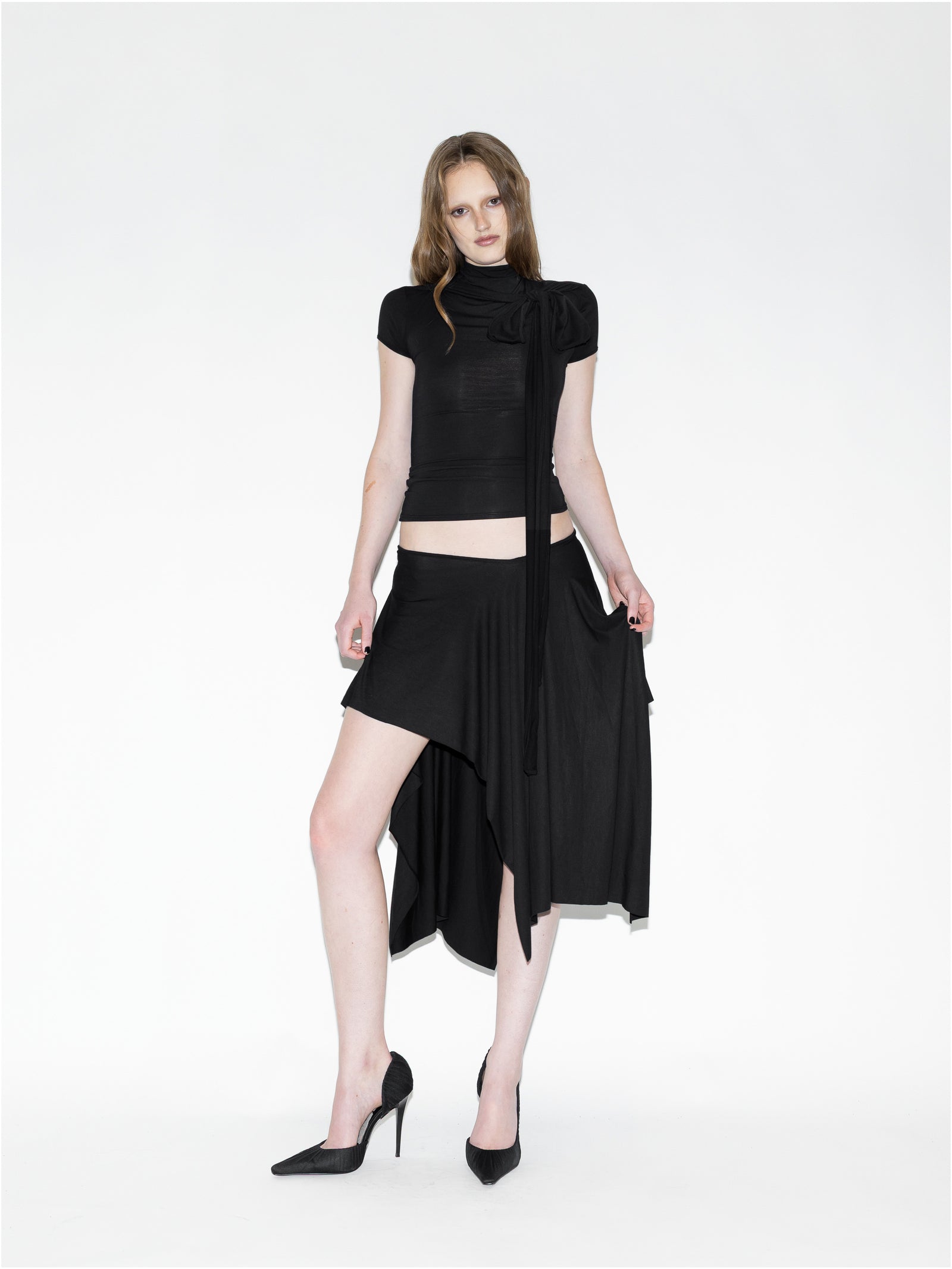 Cap Sleeve Harness Top Black