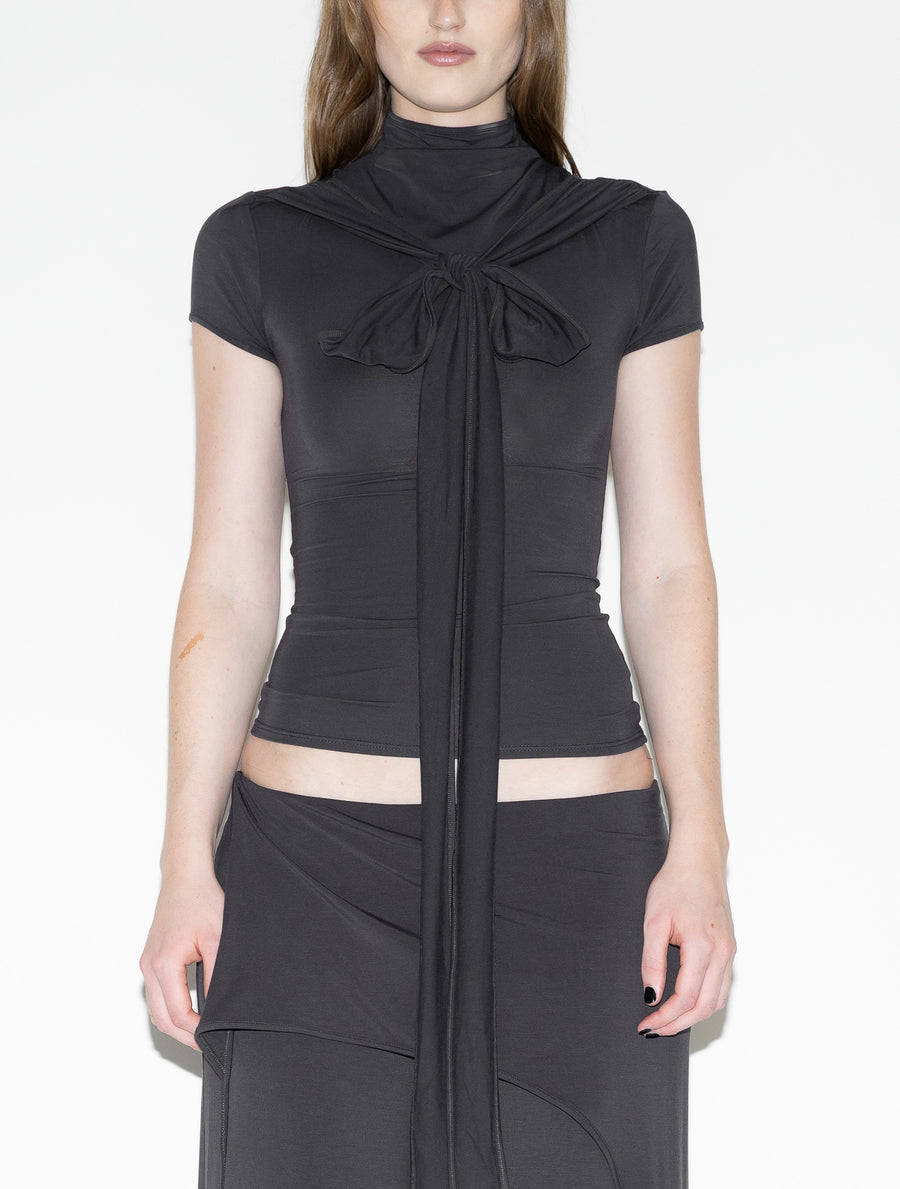 Cap Sleeve Harness Top Gray