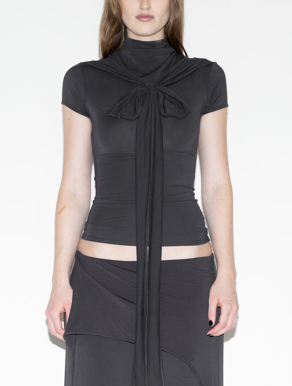 Cap Sleeve Harness Top Gray