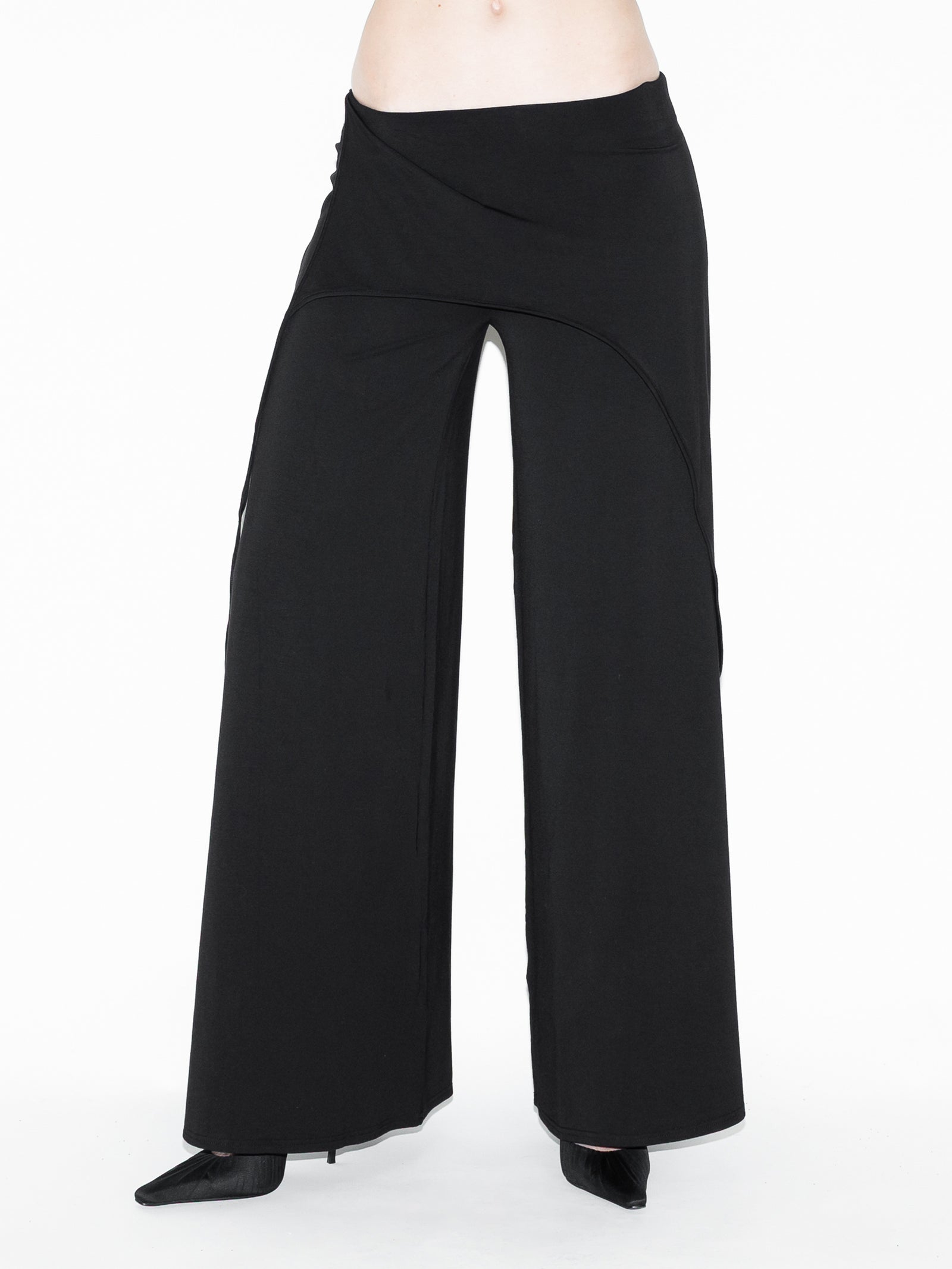 Draped Bat Pants Black