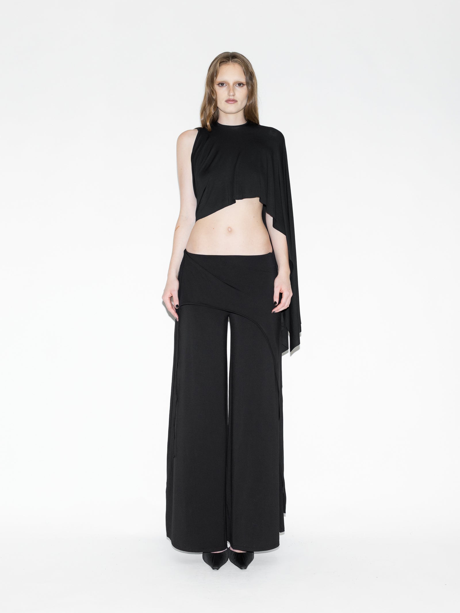Draped Bat Pants Black